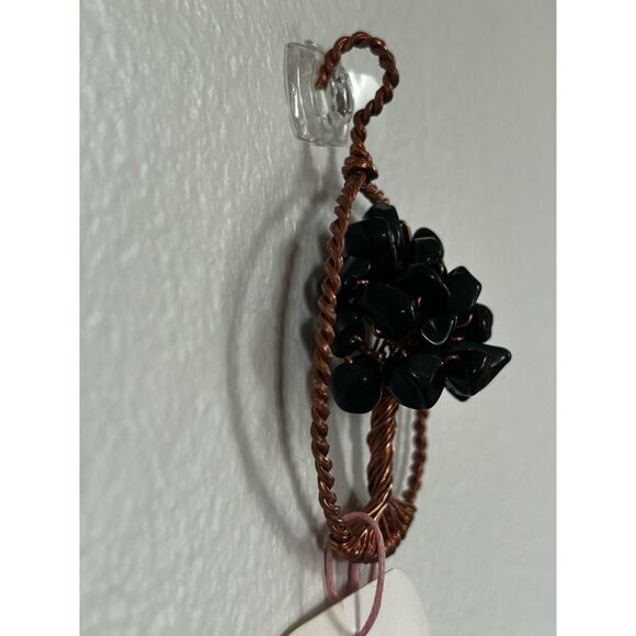 Handmade Copper and Serpentine Crystal Tree of life 3.5x2” Wall Decor - Picture 4 of 5